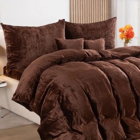 decoDoma Set de 2 fețe pernuțe din micropluș de culoarea ciocolatei 40 x 40 cm