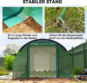 Outsunny Seră tip tunel 6 x 3 x 2 m cu plasă de protecție solară, pereți laterali rulabili, învelitoare din plastic, cadru din oțel, verde | Aosom Romania