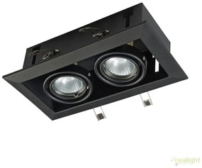 Plafoniera incastrabila cu doua spoturi Metal, negru MYDL008-2-02-B