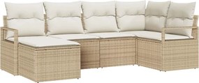 vidaXL Set de canapea cu pernă 6 pcs Bej și crem poliratan