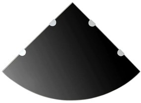 Raft de colt cu suporti de crom, sticla, 45 x 45 cm, negru 1, Negru, 45 x 45 cm
