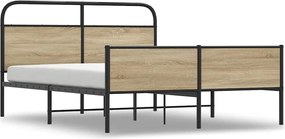 vidaXL Cadru pat metalic fără saltea, stejar fumuriu, 180x200 cm
