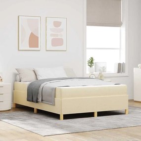 vidaXL Pat cu arcuri Altele Crema și Alb 160 x 200 cm țesătură