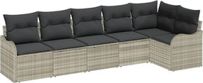 vidaXL Set de canapele pentru grădină 6 pcs Gri deschis Rattan poli