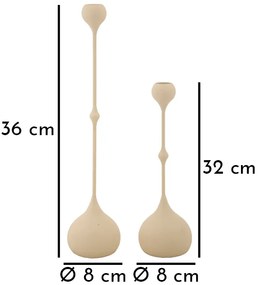 Mauro Ferretti Set Suport Lumânare Slimmy Crem 2 Bucăți Cm Ø 8X26-8X35 | Aosom Romania