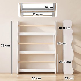 AIYAPLAY Bibliotecă Montessori pentru Copii 3-8 Ani, 3 Rafturi, 60x15x73 cm, pentru Cameră, Alb | Aosom Romania