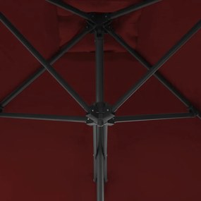 Umbrela de exterior cu stalp din otel, bordo, 300x230 cm Rosu