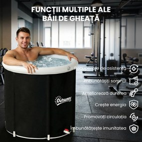 Outsunny Cadă cu Gheață 280L, Cadă pentru Imersiune în Terapia Rece cu Capac și Pompă, Cadă Gonflabilă pentru Recuperare/Terapie pentru Interior și Exterior Adulți | Aosom Romania