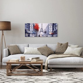 Tablou - Străzi din Paris, pictură în ulei (120x50 cm)