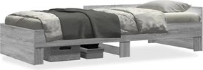 vidaXL Cadru de pat, gri sonoma, 75x190 cm, lemn prelucrat