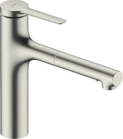 Baterie bucatarie cu dus extractibil Hansgrohe Zesis M33 160 cu 2 jeturi finisaj otel inoxidabil