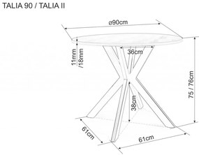 Masa rotunda Talia II nuc/negru mat - ø90 / h76 cm