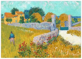 Tablou pe sticlă - Vincent van Gogh, Farmhouse in Provence, reproducere (70x50 cm)
