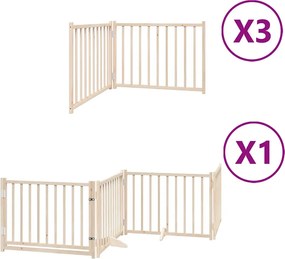 vidaXL Poartă de câini pliabilă cu ușă, 10 panouri, 800 cm, lemn plop
