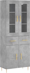 vidaXL Dulap înalt, gri beton, 69,5x34x180, lemn compozit