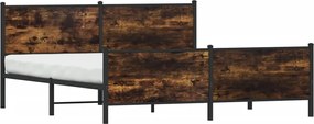 vidaXL Cadru pat metalic fără saltea, stejar fumuriu, 180x200 cm
