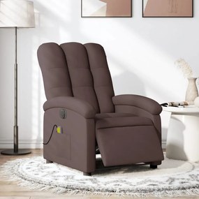 vidaXL Fotoliu electric de masaj rabatabil, maro închis, textil