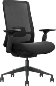Scaun ergonomic, suport lombar integrat, brațe reglabile, tetieră opțională - Cu tetieră - Negru