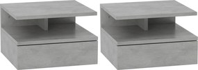 HOMCOM Set de 2 Noptiere Suspendate cu Sertar și Poliță Superioară, 35x32x22.5 cm, Gri | Aosom Romania