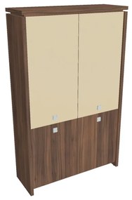 Dulap înalt Verno 128 x 46 x 210 cm, uși combinate, nuc / vanilie