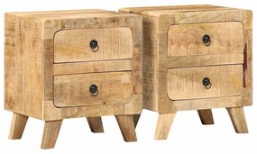vidaXL Noptiera 2 buc 40x32x46 cm Lemn masiv Mango brut