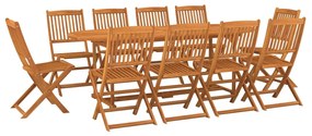 3086977 vidaXL Set mobilier de grădină 11 piese 220x90x75cm, lemn masiv acacia