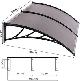 Copertină dublă din policarbonat deasupra ușii din față 200 x 100 cm