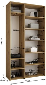 Dulap de haine 120 cm Carmela 40-1 (alb + Auriu). 1126510
