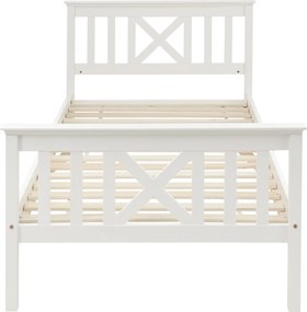 Pat Single cu design minimalist, fără Saltea, 90x200 cm, Alb