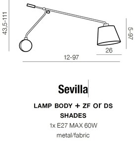 Aplica perete cu brat directionabil Sevilla neagra