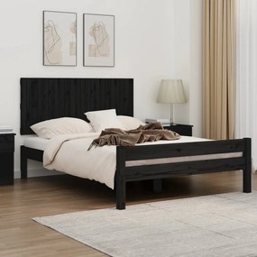 824872 vidaXL Tăblie de pat pentru perete, negru, 140x3x60 cm, lemn masiv pin