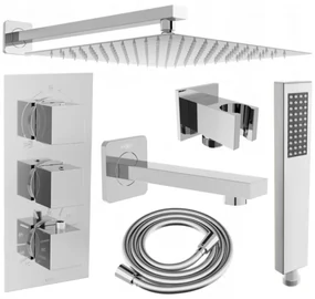 Mexen Cube DR02 set cadă-duș încastrat cu pară de tip ploaie30 cm, Crom - 77503DR0230-00