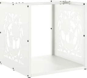 vidaXL Suport pentru lemne de foc alb 40x40x40 cm Oțel laminat la rece