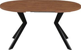 Masă de sufragerie extensibilă, stejar închis/negru, 100-250x75,5 cm, LUKOS