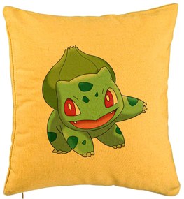 Perna Decorativa, Model copii Bulbasaur, 40x40 cm, Galben, Husa Detasabila, Burduf