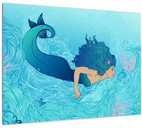 Tablou pe sticlă - Sirena (70x50 cm)