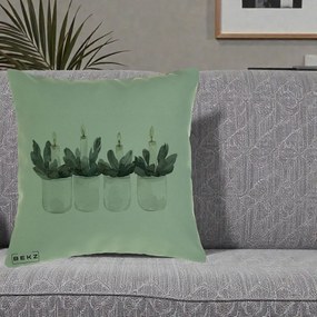 Perna Decorativa Lumanari Advent in Borcane, 40x40 cm, Verde, Husa Detasabila, Perna Inclusa, BEKZ®