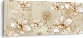 Tablou - Compoziție flori aurii (120x50 cm)