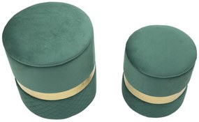 Mauro Ferretti Puf Cu Depozitare Sheffild Verde Set 2 Bucăți Cm Ø 37X42-28X33 | Aosom Romania
