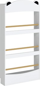 AIYAPLAY Bibliotecă Montessori pentru Copii 3-8 Ani, Ursuleț, cu 4 Polițe din Lemn, 50x15x97 cm, Alb | Aosom Romania