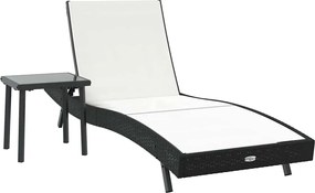 vidaXL Șezlong 2 pcs Negru și Alb poliratan