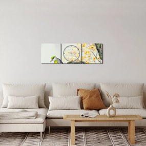 Tablou - Pasăre în copac,acuarelă (cu ceas) (90x30 cm)
