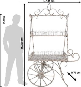 Suport decorativ plante, alb, din metal, aspect vintage