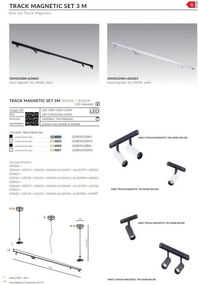 Set 3 metri sina magnetica monofazata cu iluminat inclus Alfa 52M3032BK negru, 3000K