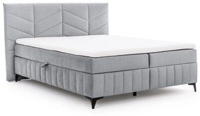 Pat boxspring Penia 160x200 cu spațiu de depozitare - catifea cenușie hidrofobă Element 24