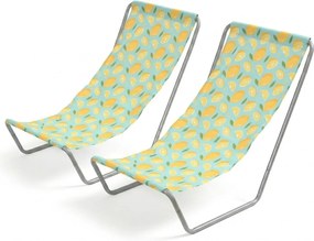 Set de 2 sezlonguri de plaja pliabile SAND LEMON, colorate