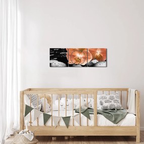 Tablou - Orhidee portocalii (cu ceas) (90x30 cm)