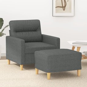 3201066 vidaXL Fotoliu canapea cu taburet, gri închis, 60 cm, textil