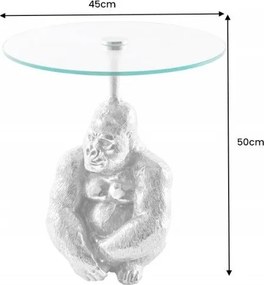 Masuta auxiliara design unicat Kong 45cm, argintiu
