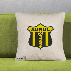 Perna Personalizata Aurul Brad Fotbal, 40x40 cm, Bej Canapea, Husa Detasabila, Perna Inclusa, BEKZ®